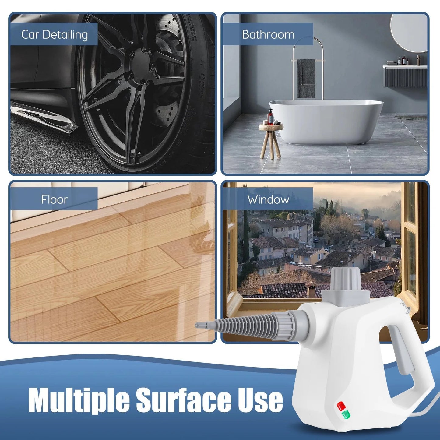 Handheld Steam Cleaner, Steamer for Cleaning, 10 in 1 Portable High Pressure Steam Upholstery Cleaner, Pressurized Steam Cleaner for Home Use, Furniture, Car, Sofa, Bathroom, Grill, Tile