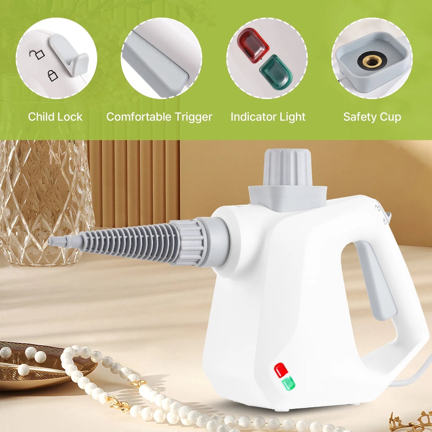 Handheld Steam Cleaner, Steamer for Cleaning, 10 in 1 Portable High Pressure Steam Upholstery Cleaner, Pressurized Steam Cleaner for Home Use, Furniture, Car, Sofa, Bathroom, Grill, Tile