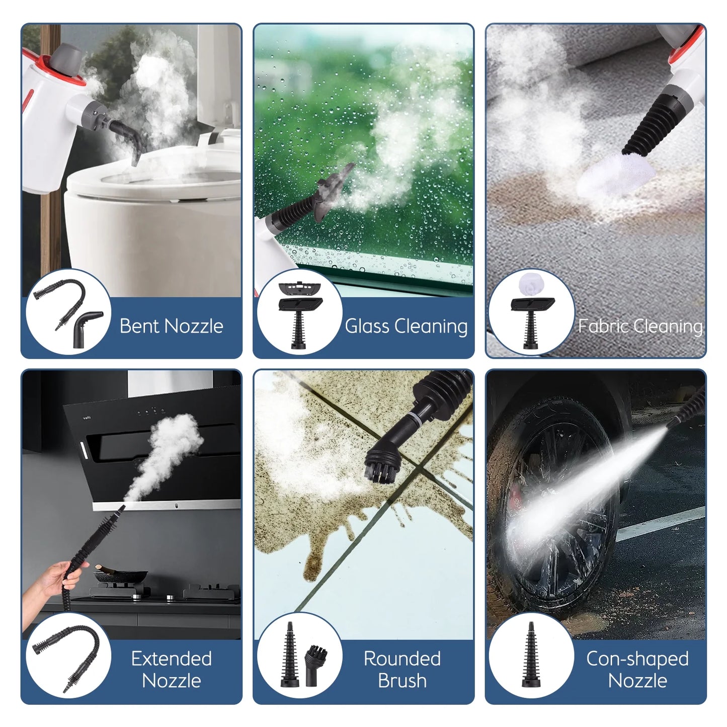 Handheld Steam Cleaner, Steamer for Cleaning, 10 in 1 Portable High Pressure Steam Upholstery Cleaner, Pressurized Steam Cleaner for Home Use, Furniture, Car, Sofa, Bathroom, Grill, Tile