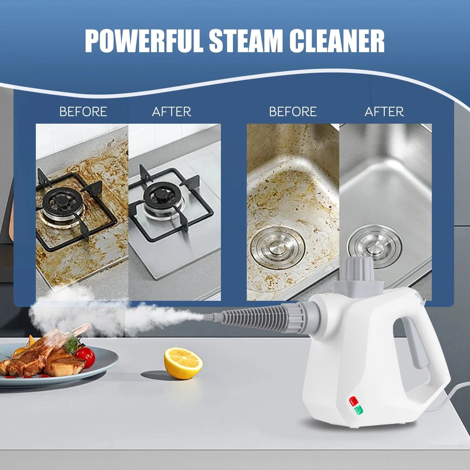 Handheld Steam Cleaner, Steamer for Cleaning, 10 in 1 Portable High Pressure Steam Upholstery Cleaner, Pressurized Steam Cleaner for Home Use, Furniture, Car, Sofa, Bathroom, Grill, Tile