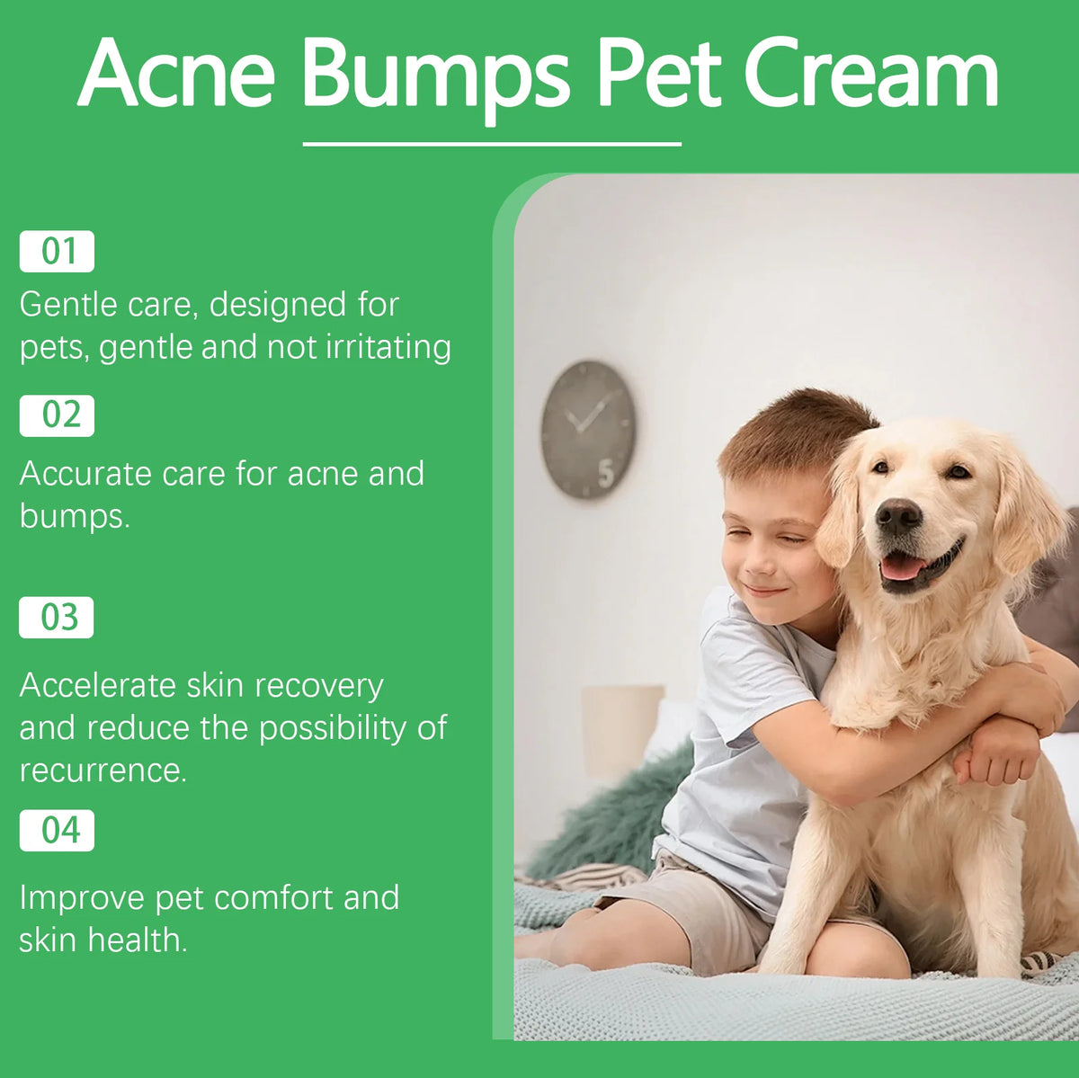 Pet Acne & Bumps Skin Cream, Soothing Skin for Dogs & Cats, Relief Redness Irritated Skin with Calendula & Ganoderma Extract