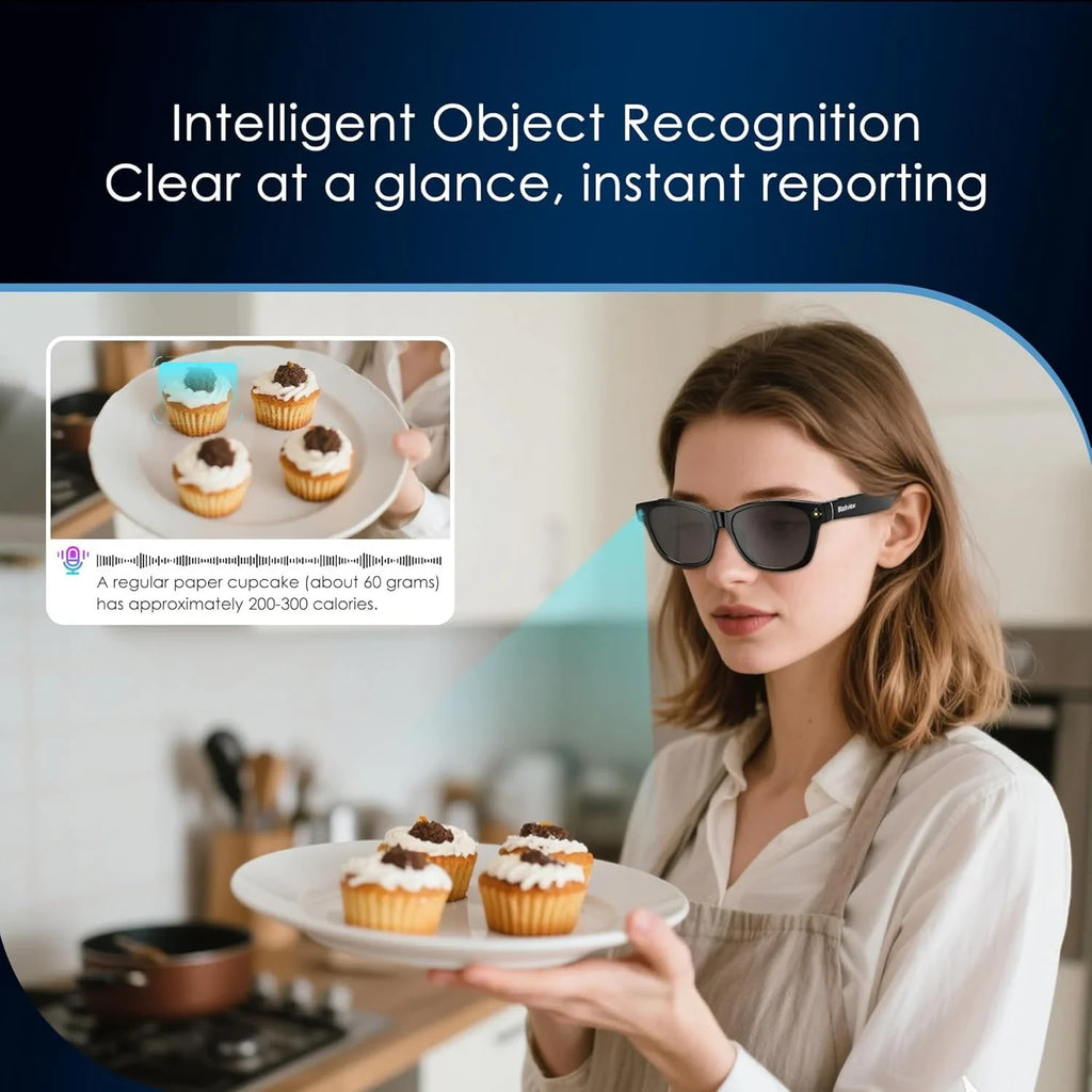 Men AI Smart Glasses 8MP Camera 4K HD Video Recorde Polarized Sunglasses Lenses