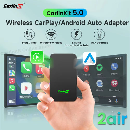 5.0 Carplay Android Auto Wireless Adapter Portable Dongle for OEM Car Radio with Wired Carplay/Android Auto