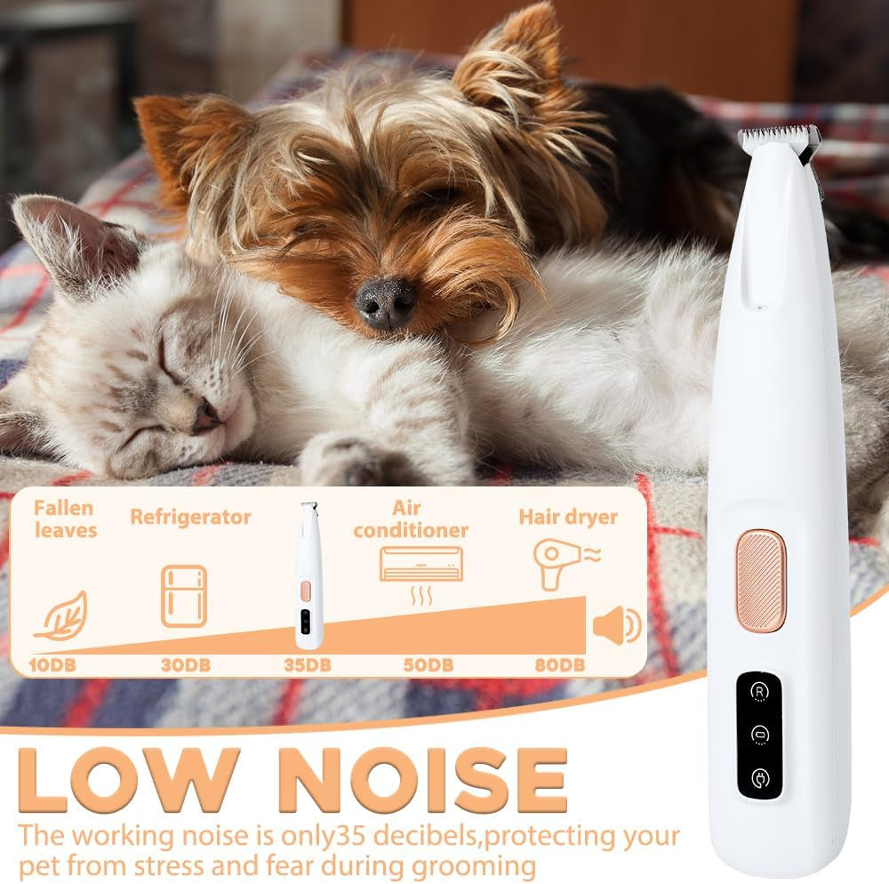 Saffory Electric Pet Paw Trimmer, Rechargeable Low-Noise Trimmer with LED Light for Dogs & Cats