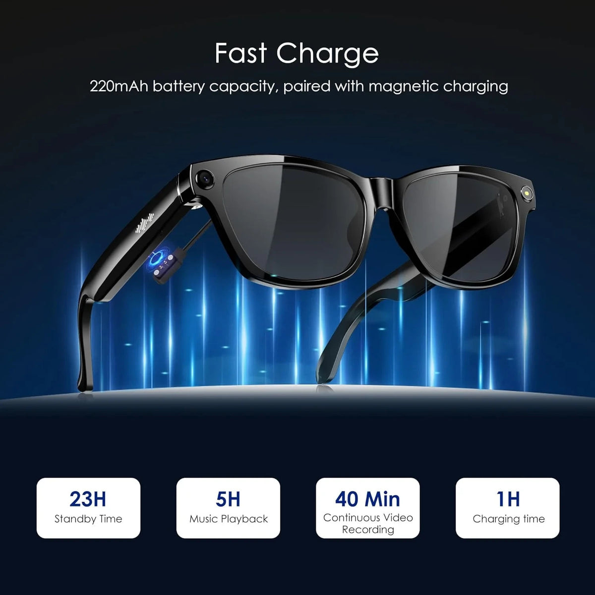 Men AI Smart Glasses 8MP Camera 4K HD Video Recorde Polarized Sunglasses Lenses