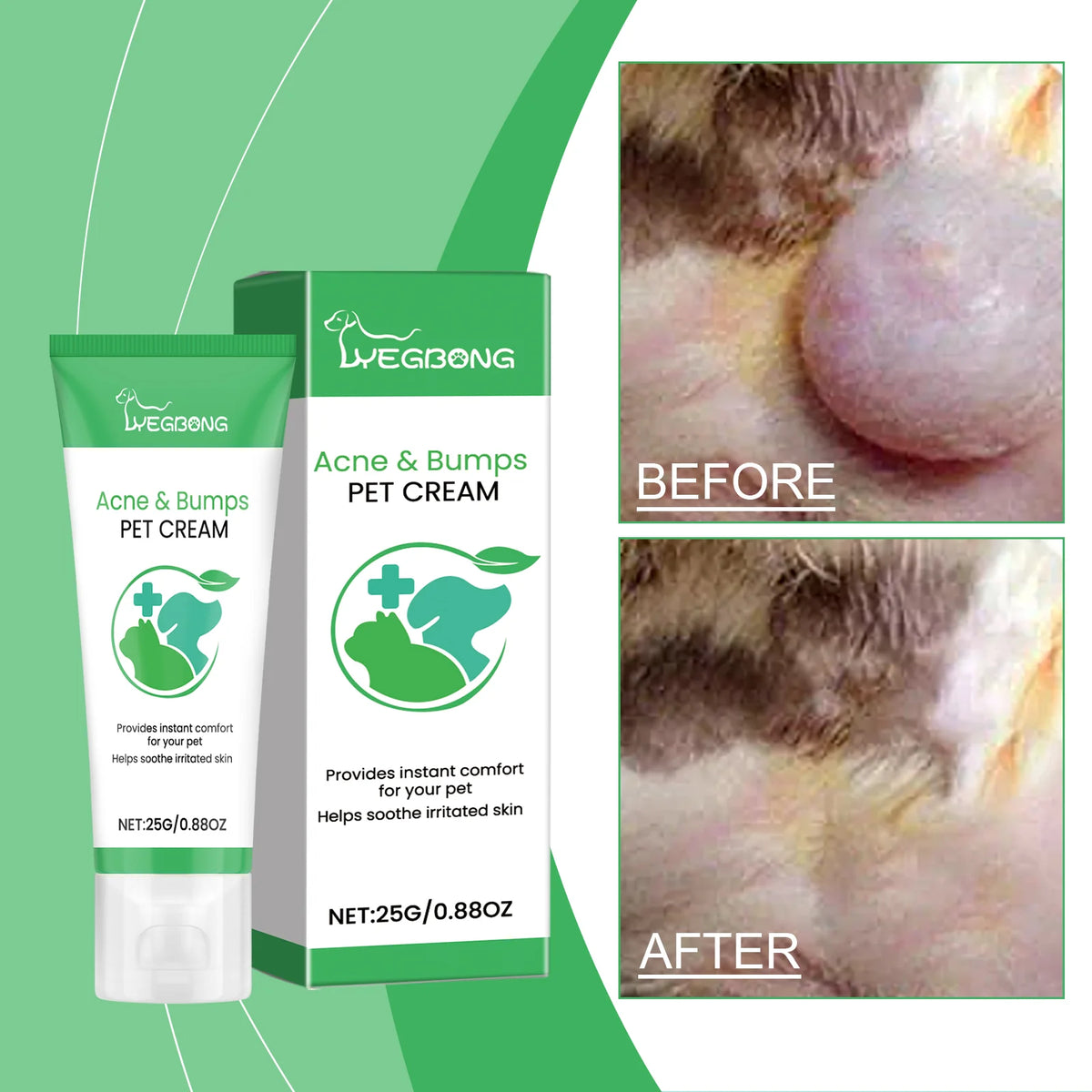 Pet Acne & Bumps Skin Cream, Soothing Skin for Dogs & Cats, Relief Redness Irritated Skin with Calendula & Ganoderma Extract
