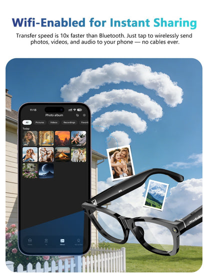 Men AI Smart Glasses 8MP Camera 4K HD Video Recorde Polarized Sunglasses Lenses