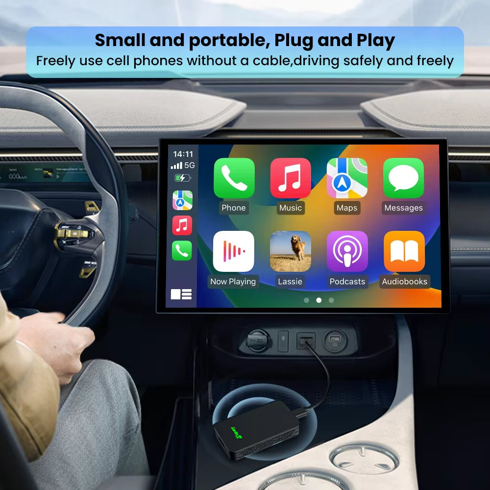 5.0 Carplay Android Auto Wireless Adapter Portable Dongle for OEM Car Radio with Wired Carplay/Android Auto